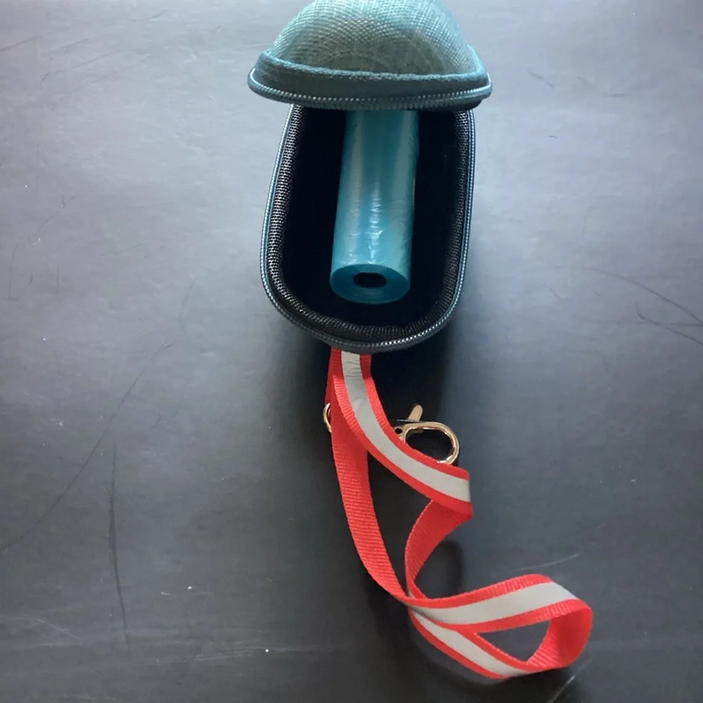 Portable Linen Pet Dog Poop bag Dispenser with poop bags.